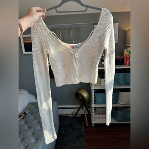 Free People Cream Knit Top